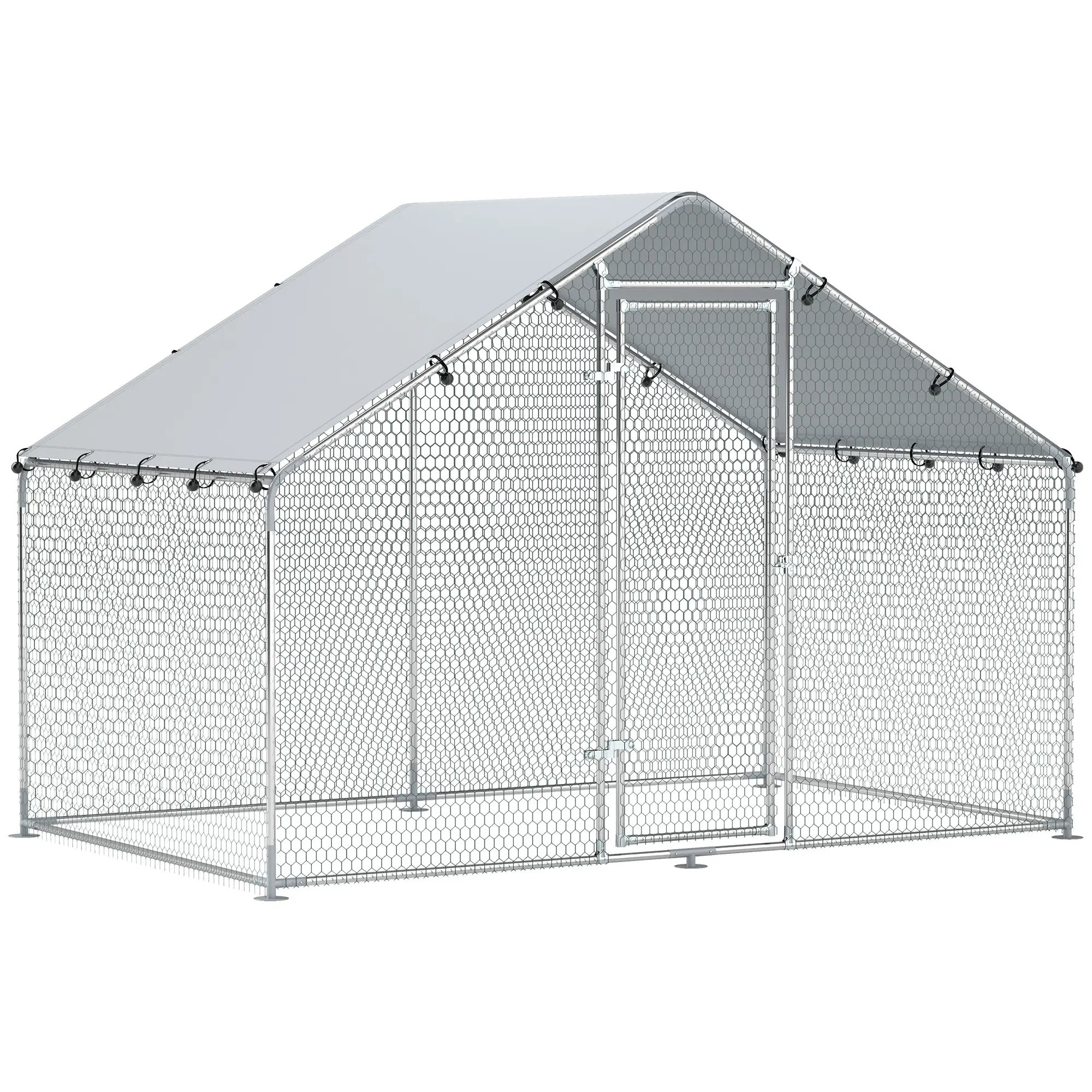 Enclos pour poulailler en acier galvanisé argent 300 x 170 x 190 cm – PANGIVO