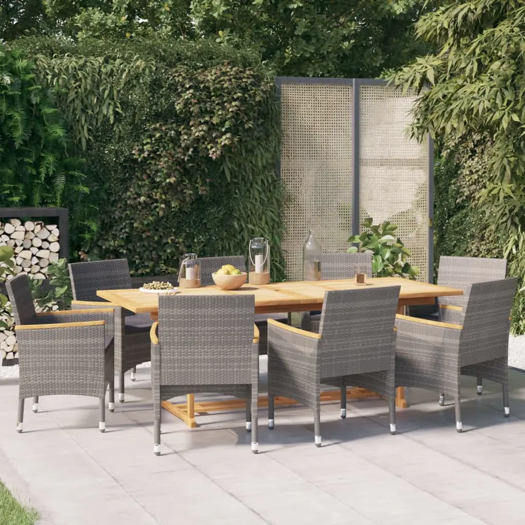 Ensemble à manger de jardin 9 pcs avec coussins Gris vidaXL 3103589