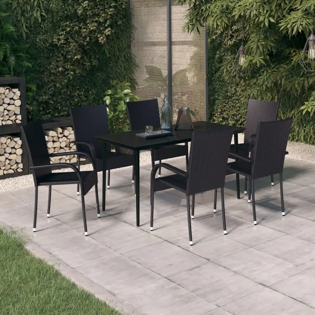 Ensemble à manger de jardin 7 pcs Noir vidaXL 3099398