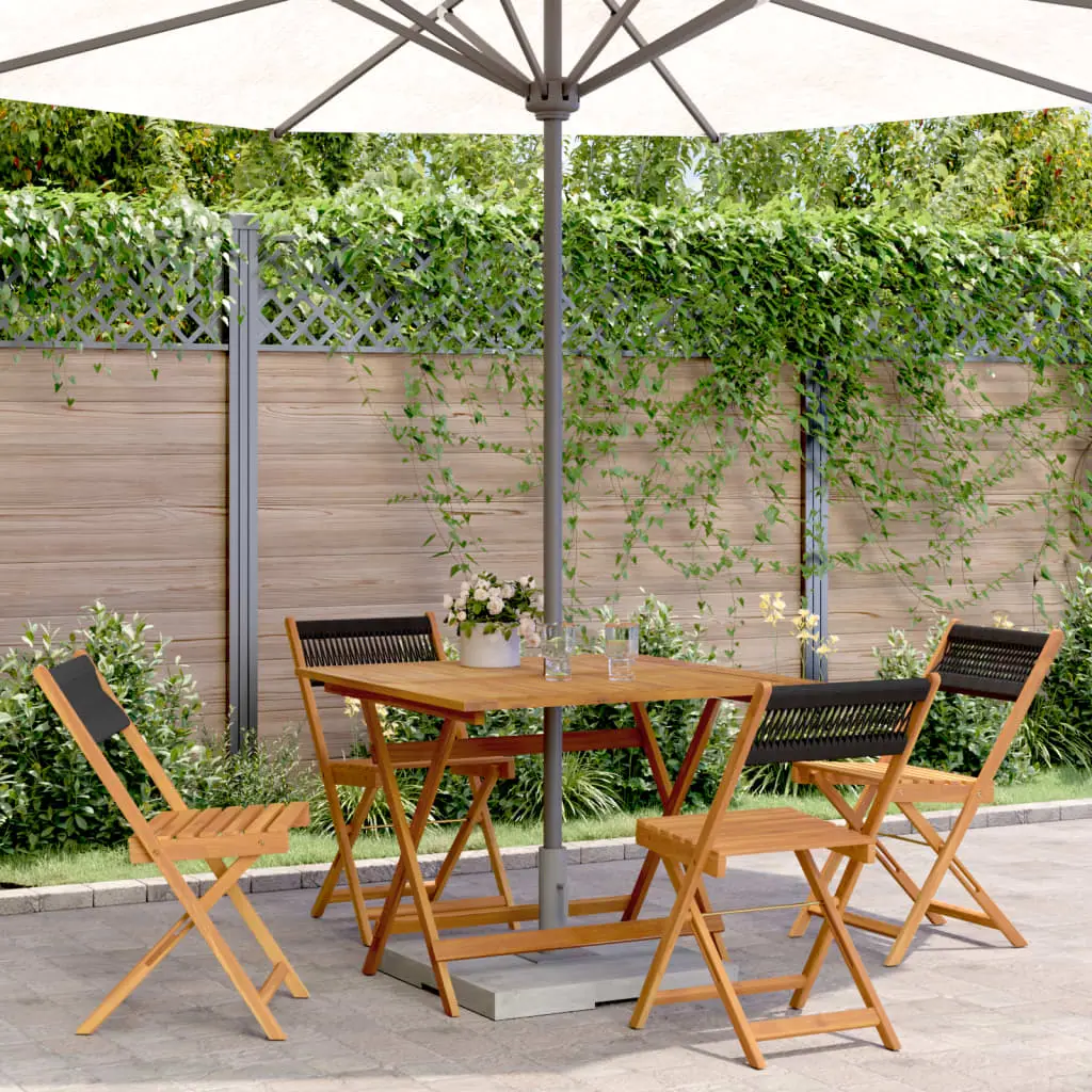 Ensemble à manger de jardin 5pcs noir polypropylène bois massif vidaXL 3281781