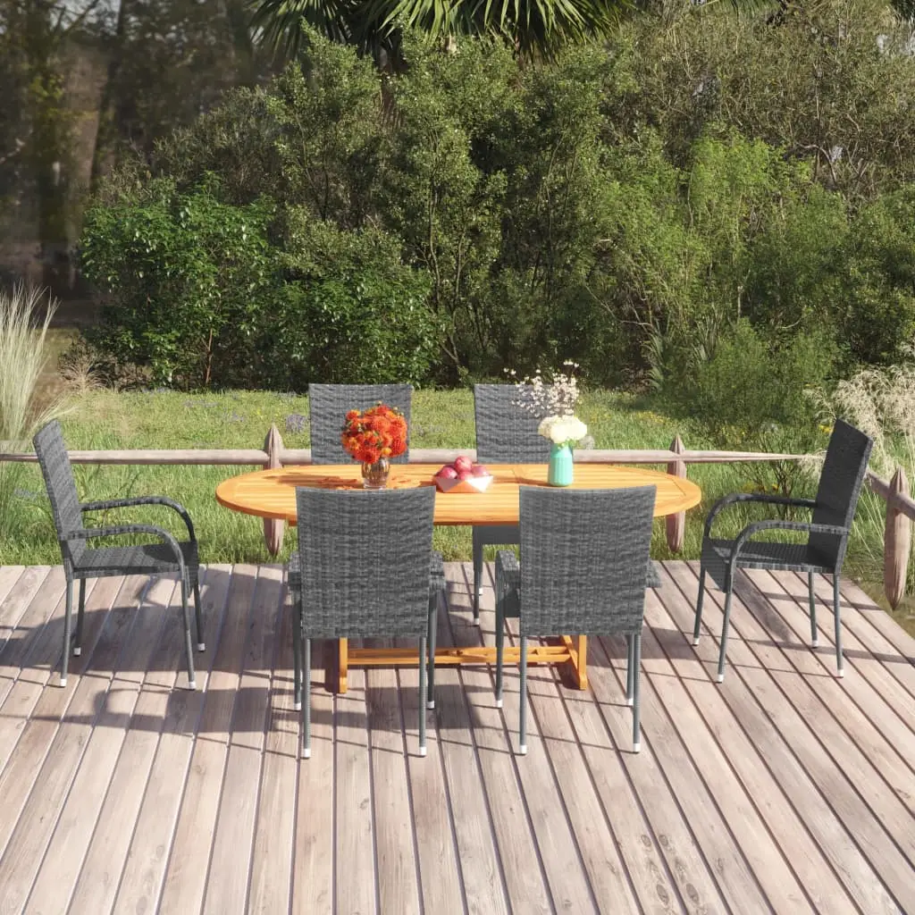 Ensemble à manger de jardin 7 pcs Résine tressée Gris vidaXL 3070759