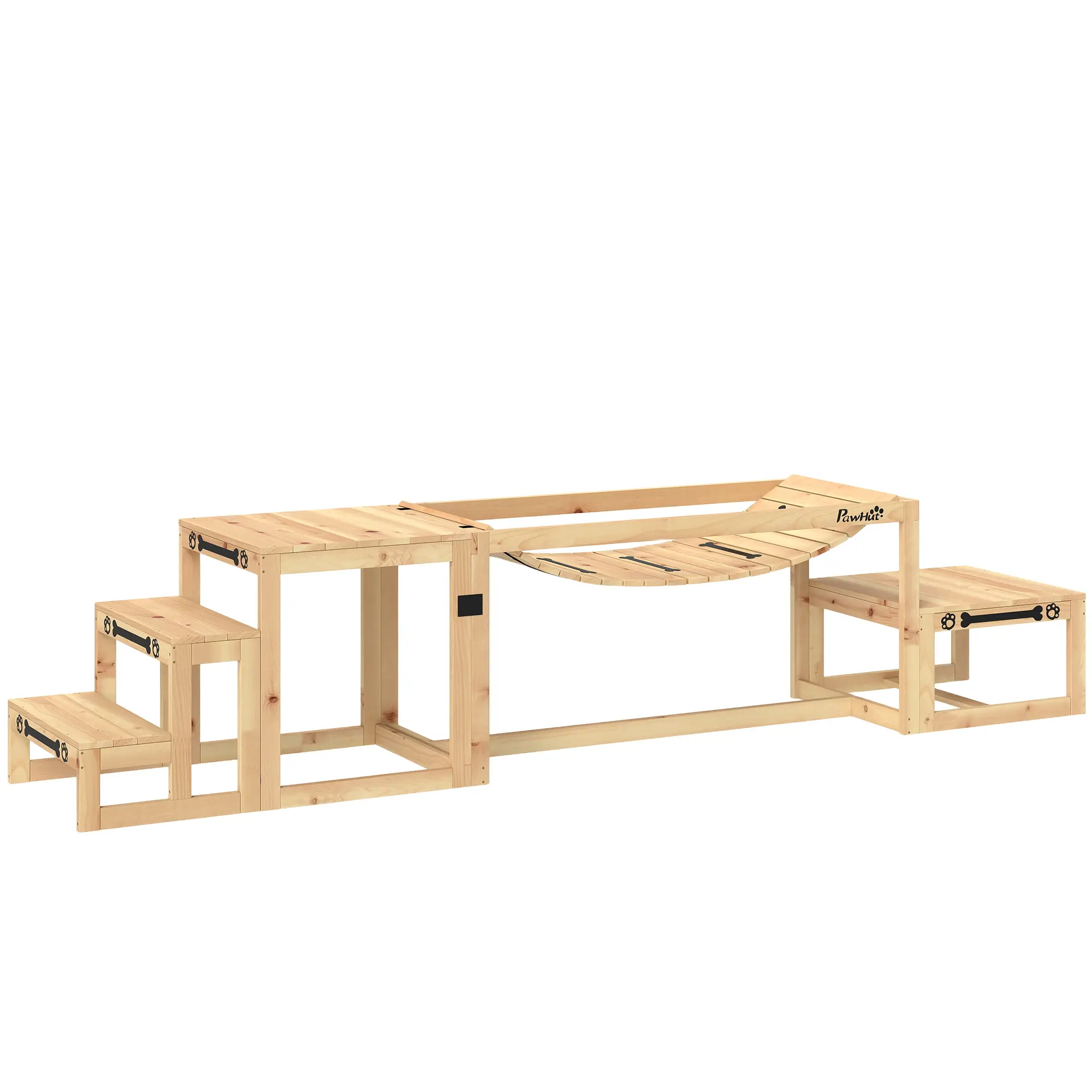 Ensemble Agility pour chiens en bois de sapin naturel, 4 pièces, pour chiens jusqu’à 40 kg, 120 x 50 x 56 cm – PANGIVO
