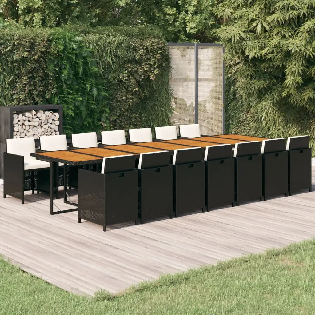 Ensemble à manger de jardin 15 pcs coussins noir résine tressée vidaXL 3095653
