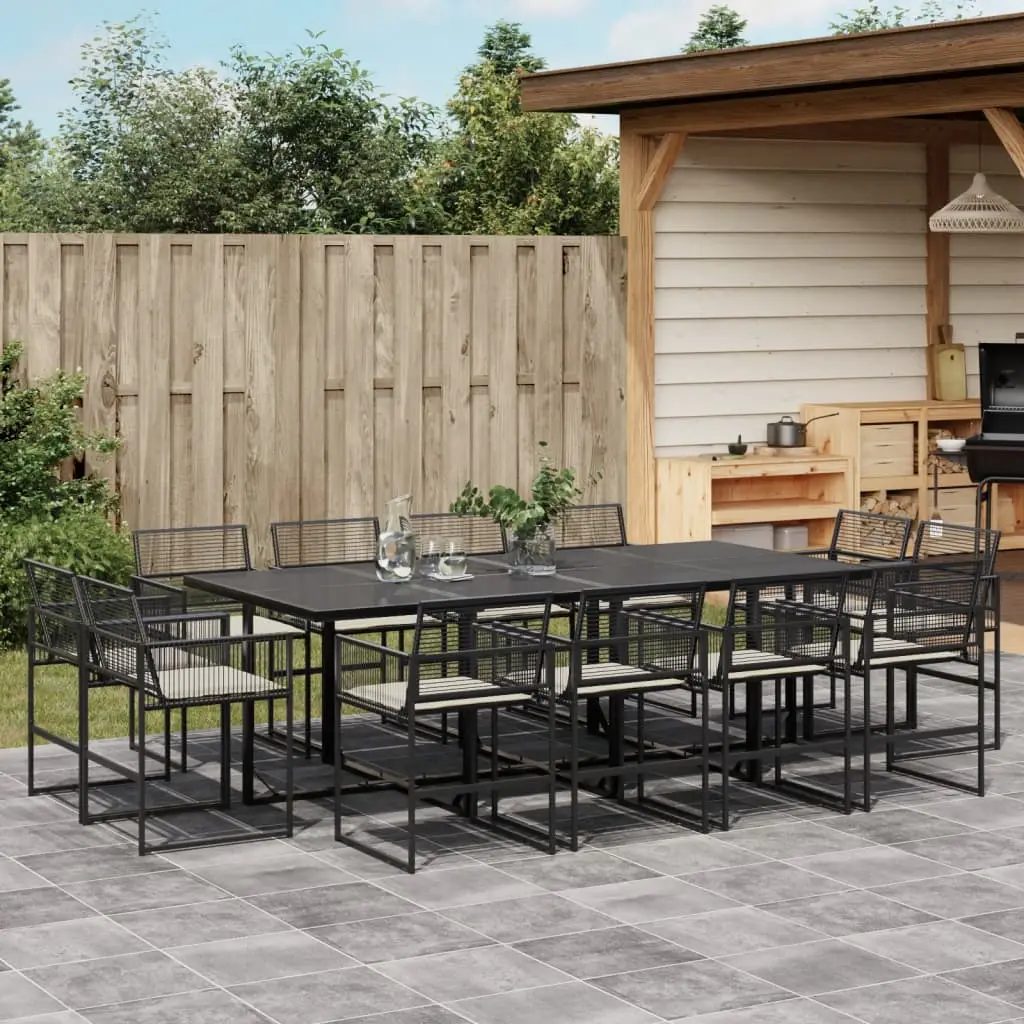 Ensemble à manger de jardin 13 pcs coussins noir résine tressée vidaXL 3295015