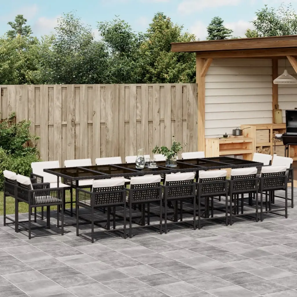 Ensemble à manger de jardin 17 pcs coussins noir résine tressée vidaXL 3211602