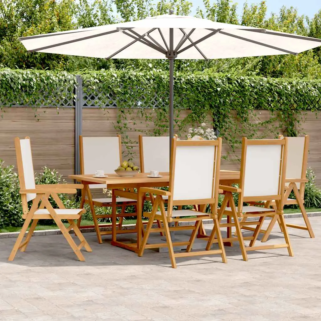 Ensemble à manger de jardin 7 pcs blanc crème tissu bois massif vidaXL 3281736