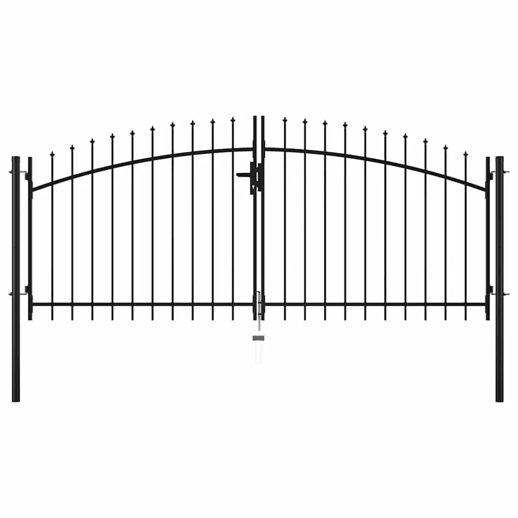 Double portail avec haut sous forme de lance 300 x 150 cm Maison Chic