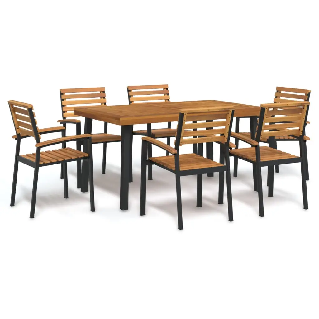 Ensemble à manger de jardin 7 pcs bois d’acacia solide et métal vidaXL 3155423