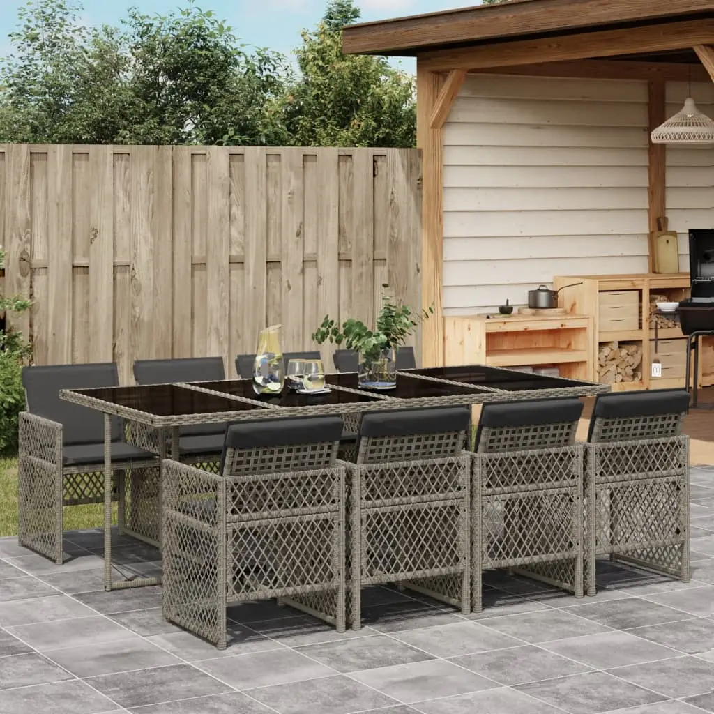 Ensemble à manger de jardin 9 pcs coussins gris résine tressée vidaXL 3210740