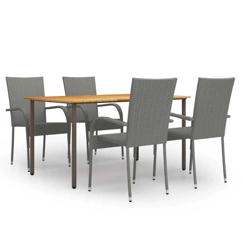 Ensemble à manger de jardin 5 pcs Résine tressée Gris vidaXL 3072493