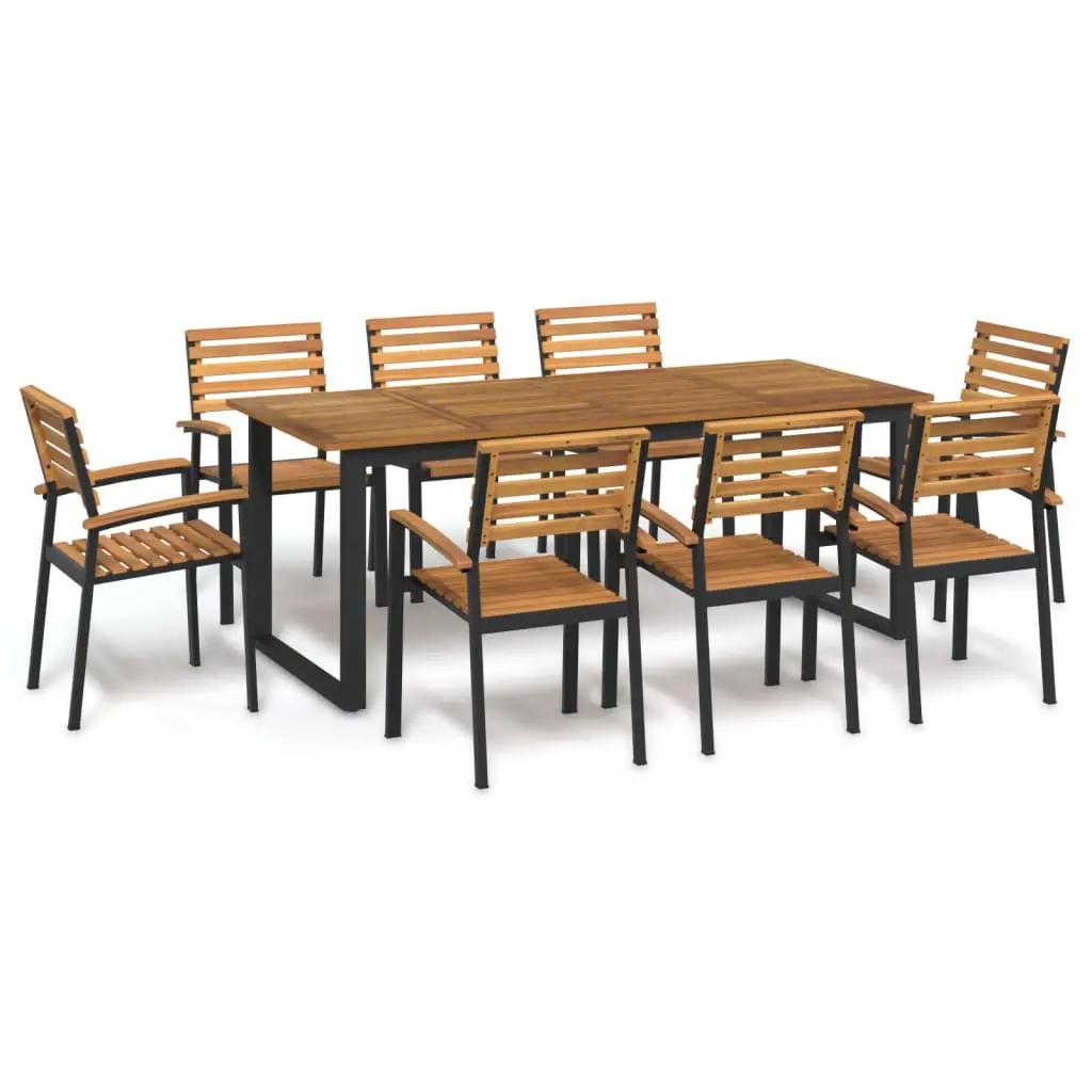 Ensemble à manger de jardin 9 pcs bois d’acacia solide et métal vidaXL 3155405
