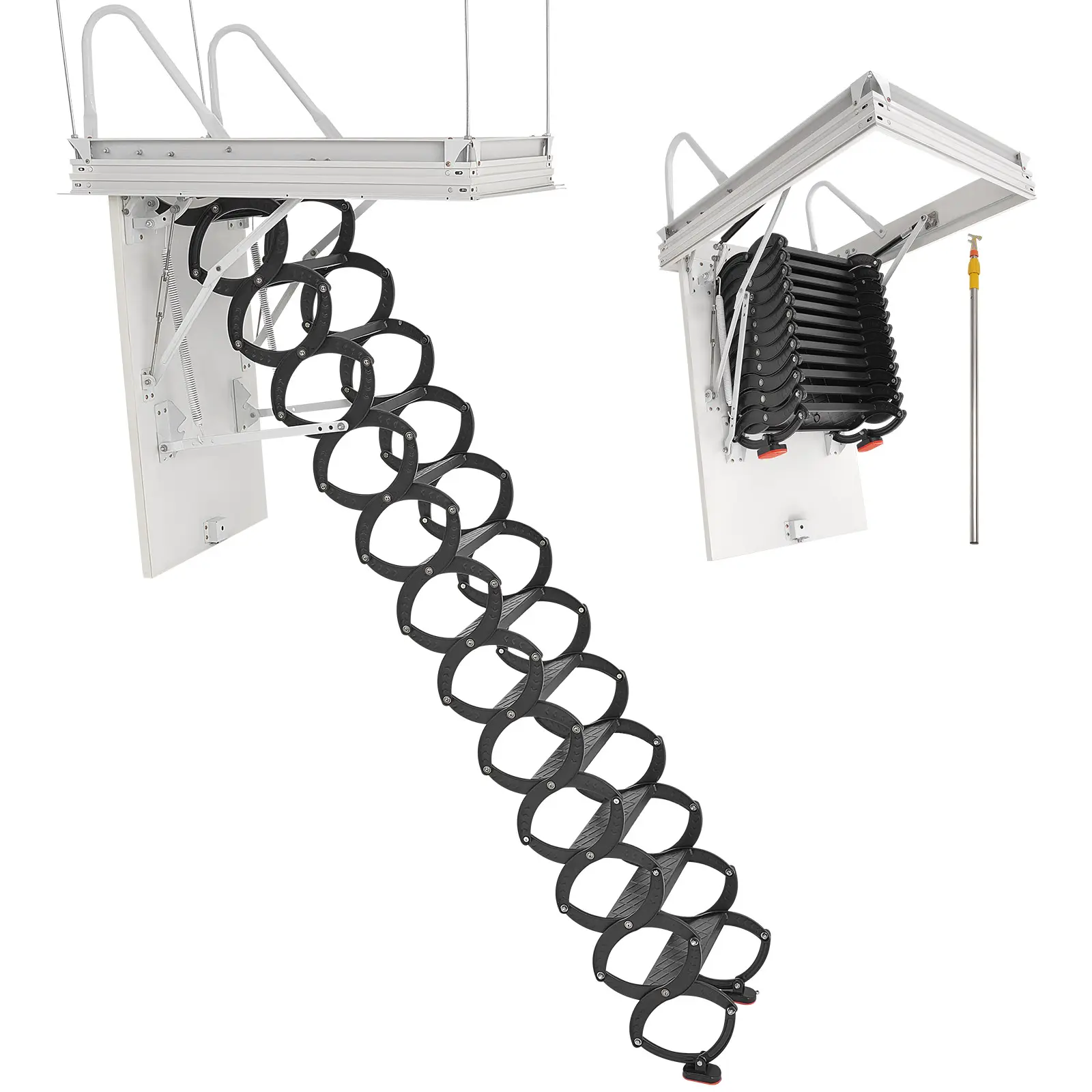 VEVOR Échelle grenier, charge 299,4 kg, hauteur 2,9-3,1 m, ouverture 1000,76×698,5 mm.