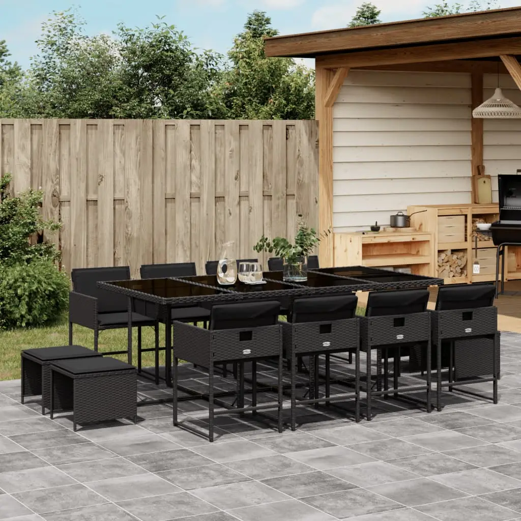 Ensemble à manger de jardin 13 pcs coussins noir résine tressée vidaXL 3278106
