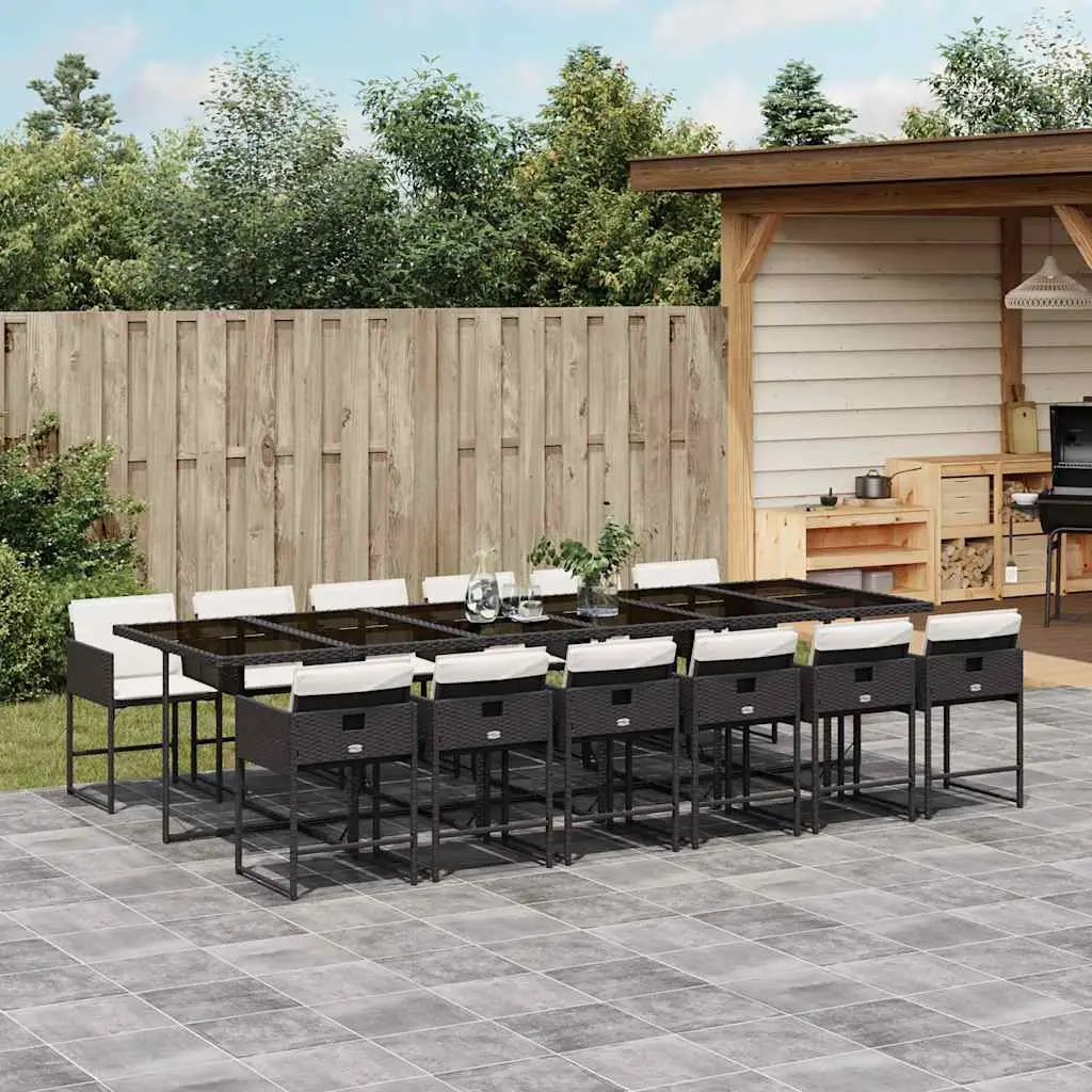 Ensemble à manger de jardin 13 pcs coussins noir résine tressée vidaXL 3211302