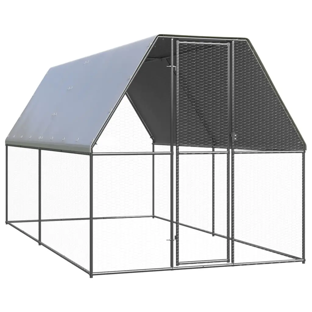 Enclos poulailler extérieur 2x4x2 m acier galvanisé avec bâche de toit – ComfortXL Outdoor Living