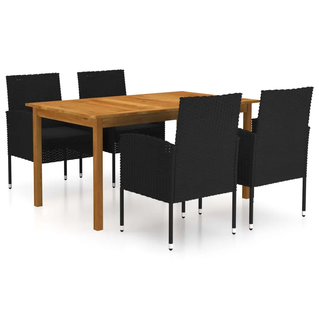Ensemble à manger de jardin 5 pcs Noir vidaXL 3067834