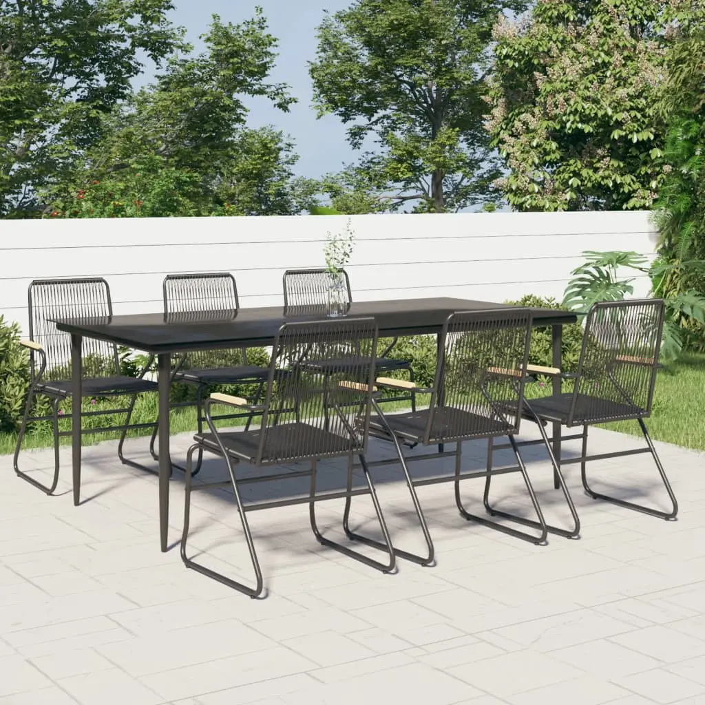 Ensemble à manger de jardin 7 pcs Noir Rotin PVC vidaXL 3099219