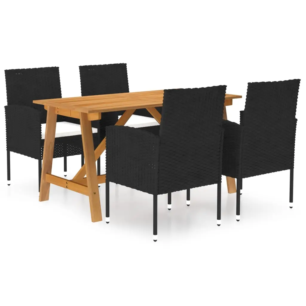 Ensemble à manger de jardin 5 pcs Noir vidaXL 3068779