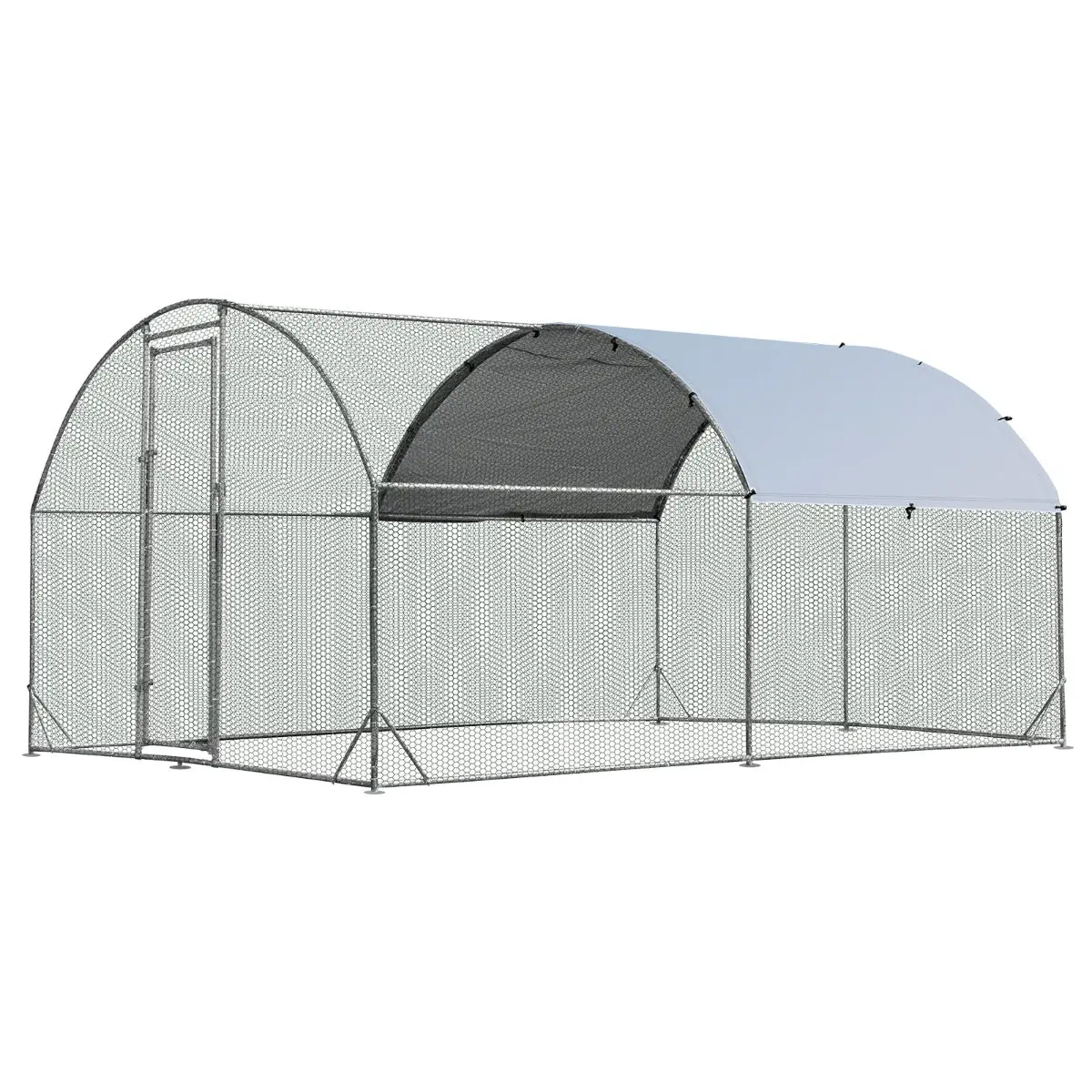 Enclos poulailler en métal galvanisé 380 x 280 cm avec housse supérieure en tissu oxford parc grillagé pour poulet canard lapin