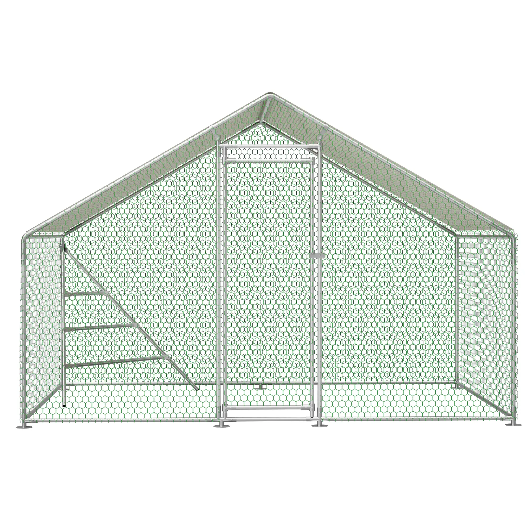 Enclos volailles extérieur 303 x 200 x 200 cm métal blanc – PANGIVO