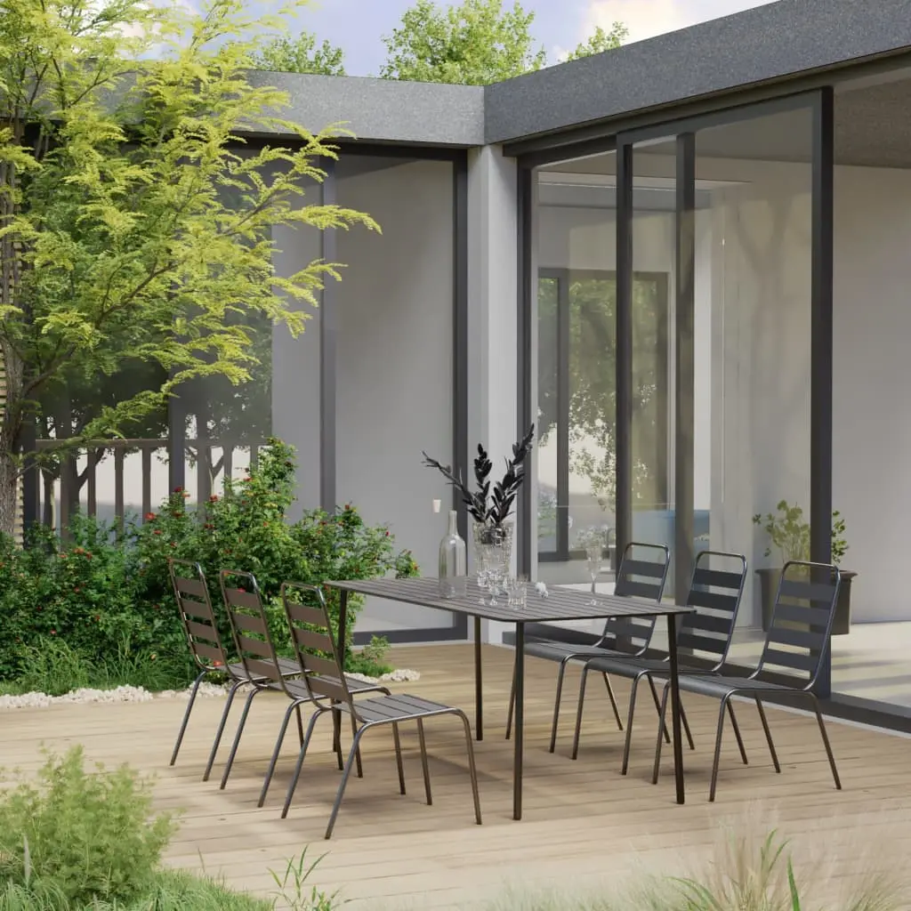 Ensemble à manger de jardin 7 pcs Acier Gris foncé vidaXL 3074477