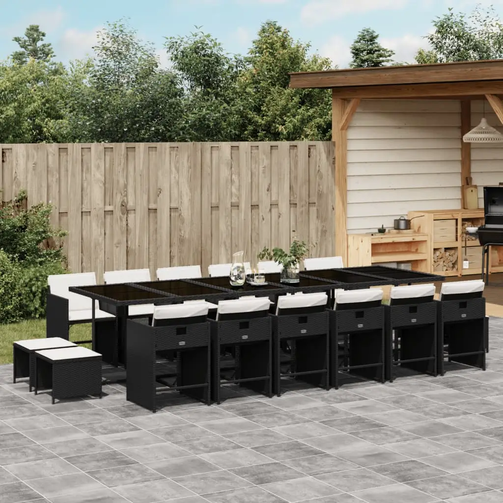Ensemble à manger de jardin 17 pcs coussins noir résine tressée vidaXL 3211182