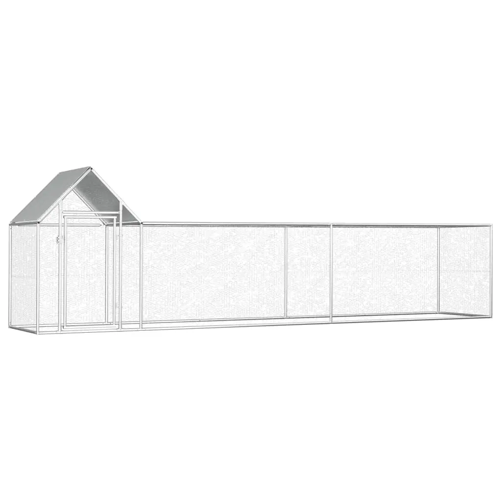 Enclos poulailler 5x1x1,5m acier galvanisé pour jardin extérieur Argenté – ComfortXL Outdoor Living