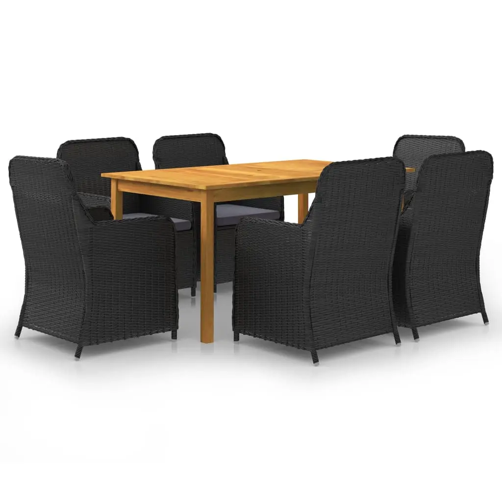 Ensemble à manger de jardin 7 pcs Noir vidaXL 3067820