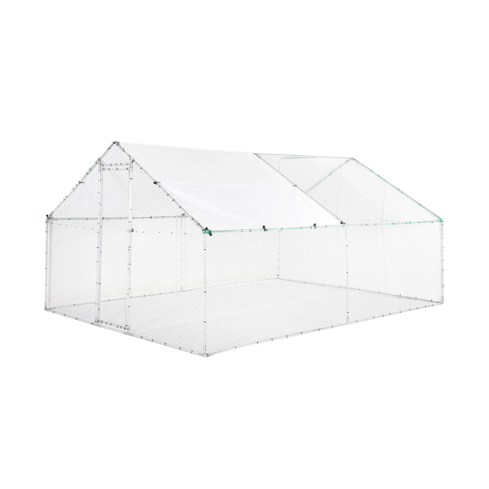 Enclos pour poulailler et volière 12m² acier galvanisé gris et vert. plusieurs dimensions – Babette | sweeek