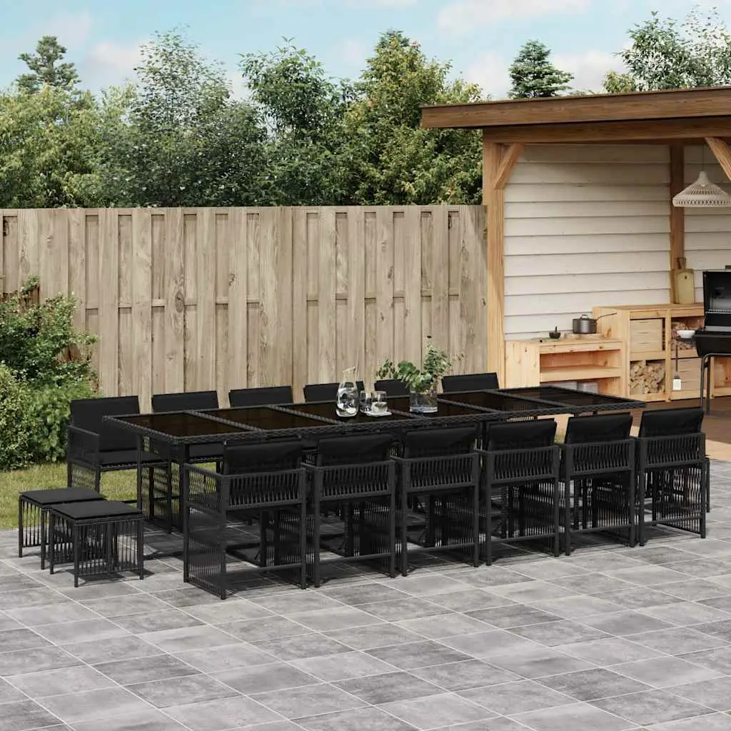 Ensemble à manger de jardin 17 pcs coussins noir résine tressée vidaXL 3211723