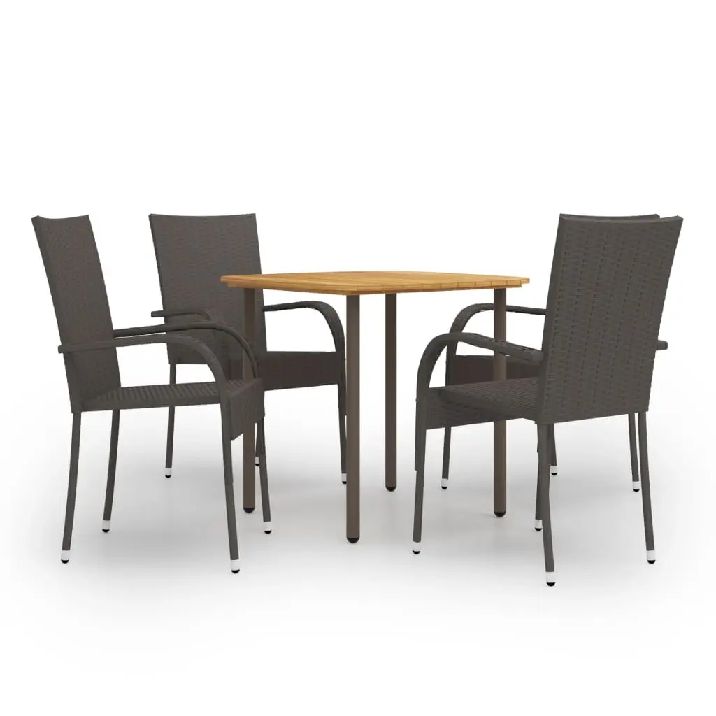 Ensemble à manger de jardin 5pcs Résine tressée Marron vidaXL 3072484