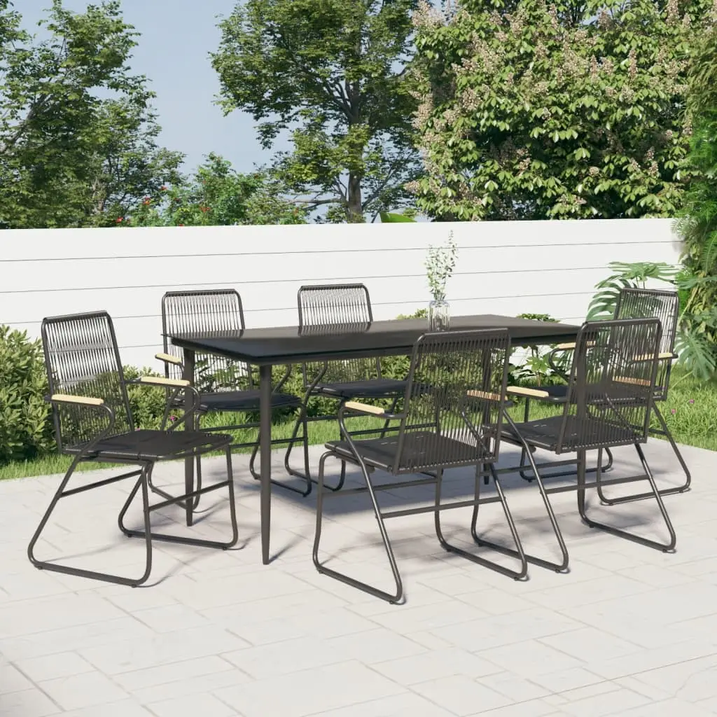 Ensemble à manger de jardin 7 pcs Noir Rotin PVC vidaXL 3156577
