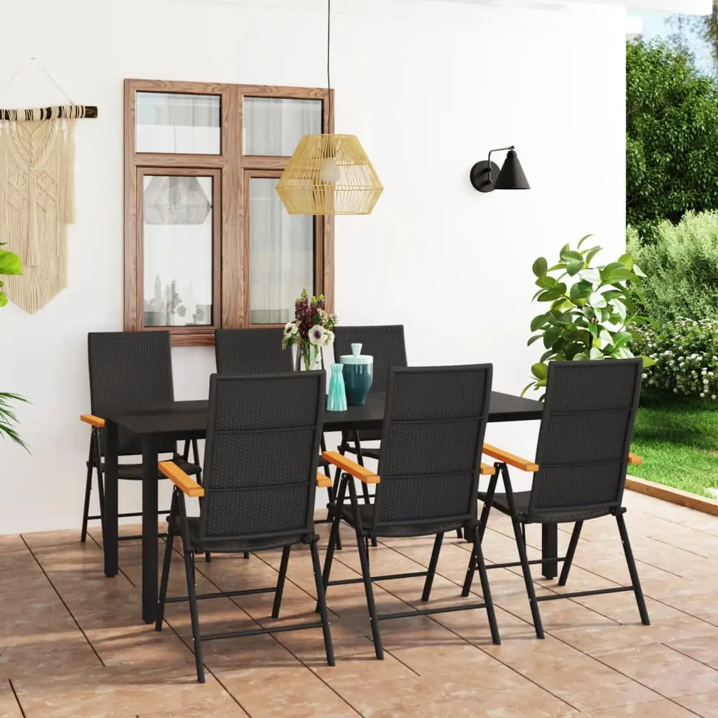 Ensemble à manger de jardin 7 pcs noir et marron vidaXL 3060074