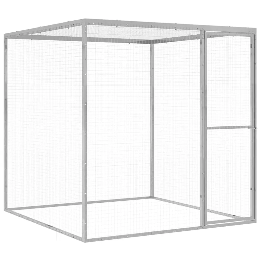 Enclos pour Chat Extérieur Acier Galvanisé Parc de Jeu Sécurisé 1.5×1.5×1.5 m Argenté – ComfortXL Pet Living