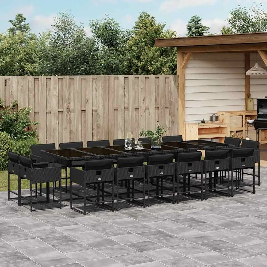 Ensemble à manger de jardin 17 pcs coussins noir résine tressée vidaXL 3211423