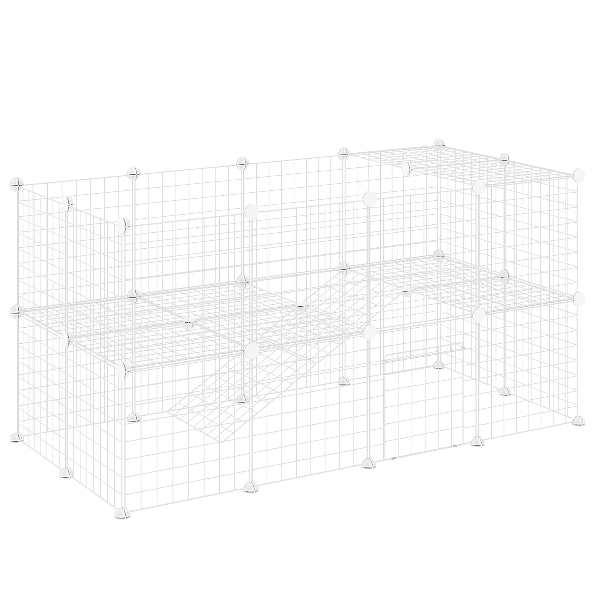 Enclos rongeurs acier modulable 36 panneaux espace ouvert 146x73x73cm Blanc – ComfortXL Outdoor Living