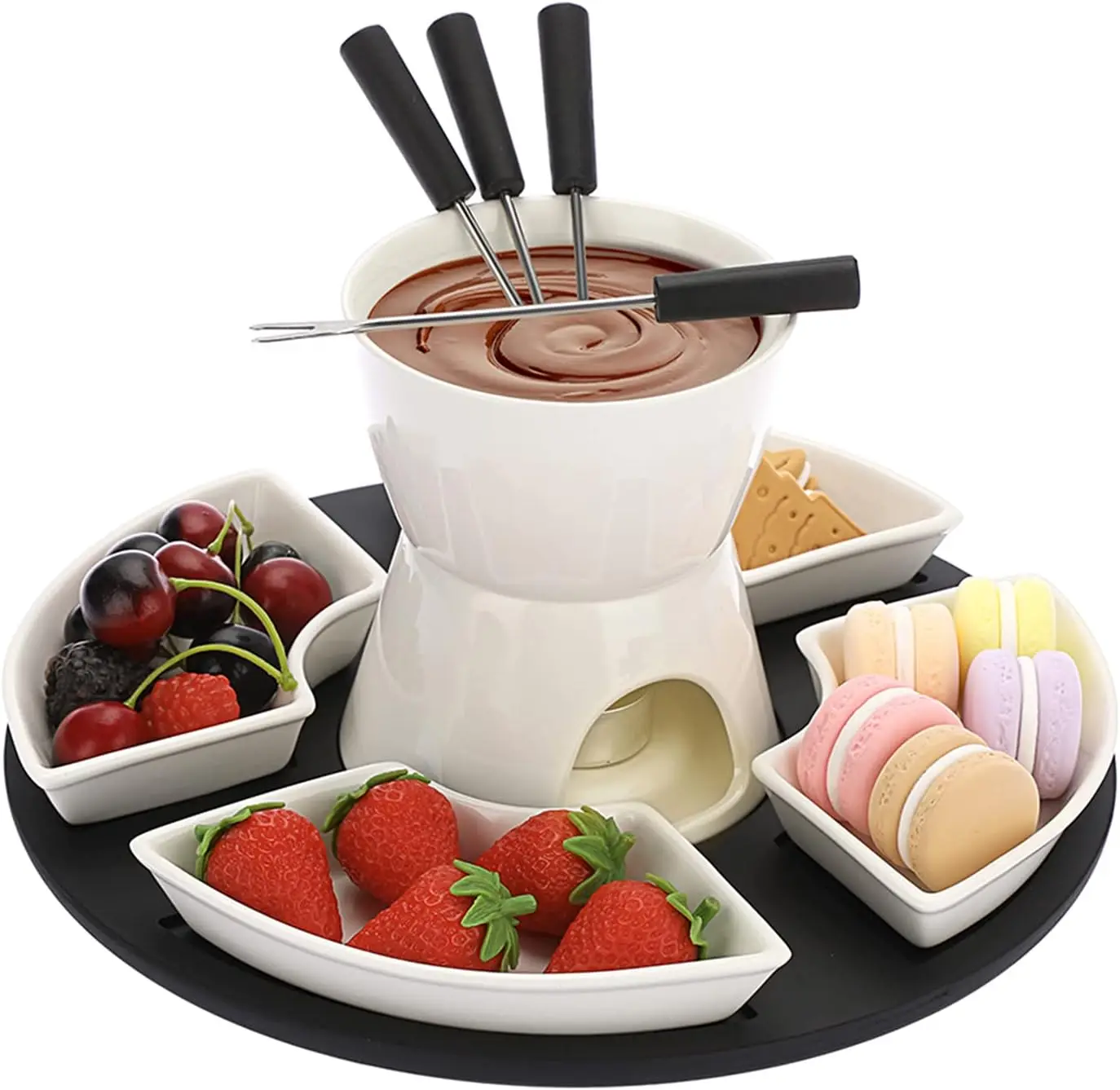 Ensemble à fondue en céramique 300 ml avec plateau