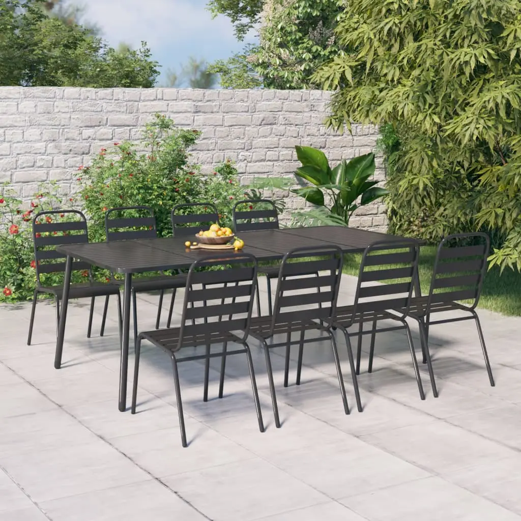 Ensemble à manger de jardin 9 pcs anthracite acier vidaXL 3187995