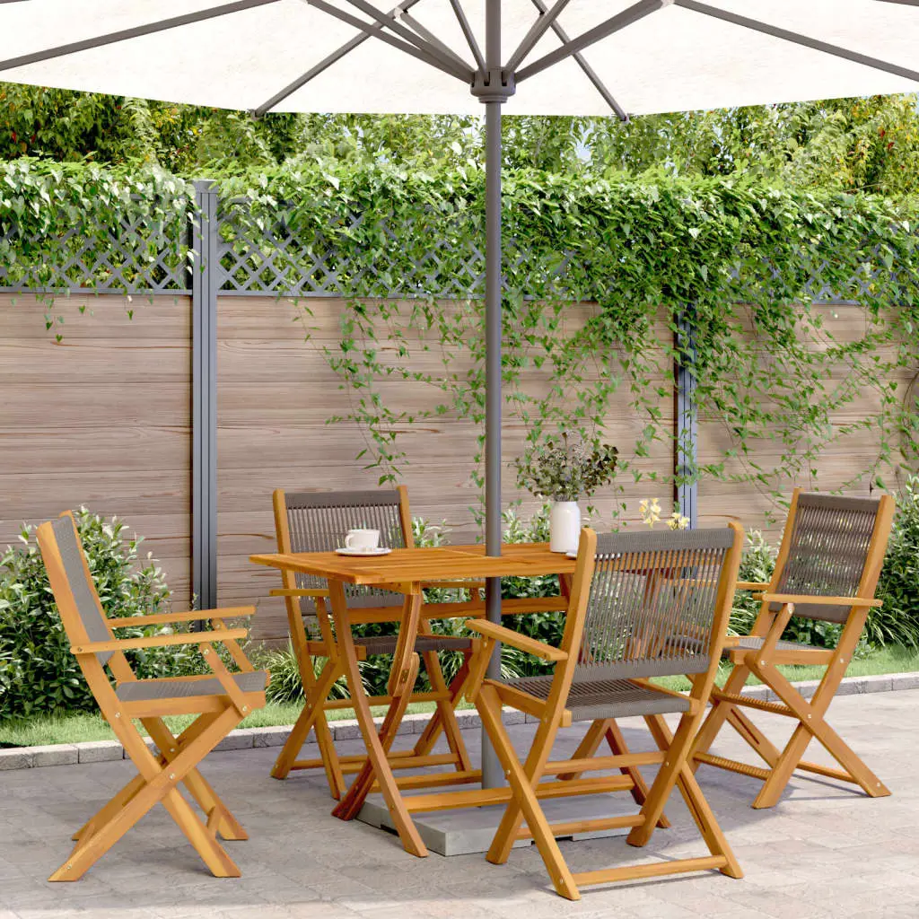 Ensemble à manger de jardin 5pcs gris polypropylène bois massif vidaXL 3281698