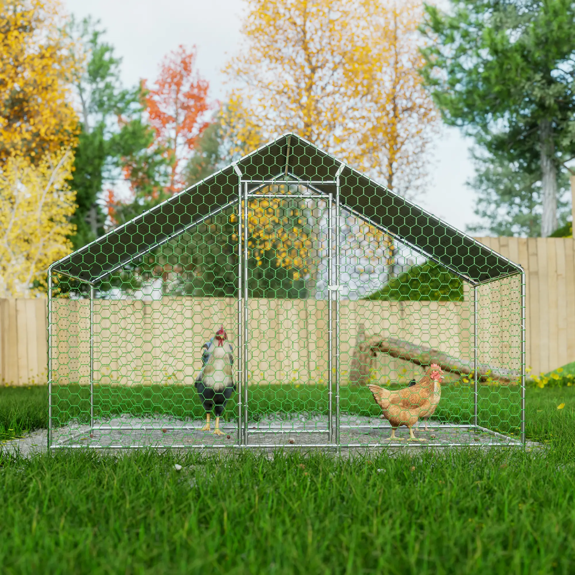 Enclos Poulailler Acier Galvanisé 4.76m² 3×1,5x2m Toit Bâche Imperméable – ComfortXL Pet Living