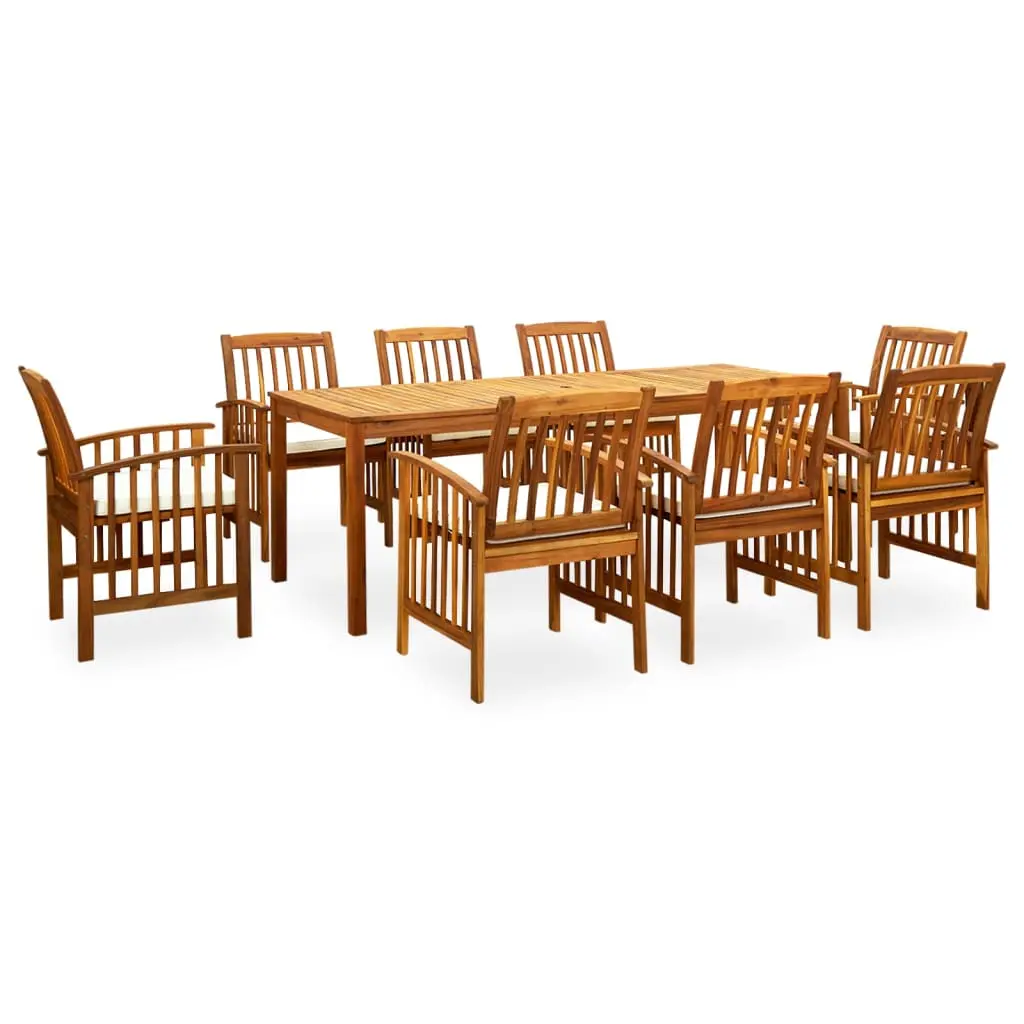 Ensemble à manger de jardin 9 pcs avec coussins Acacia solide vidaXL 3058091