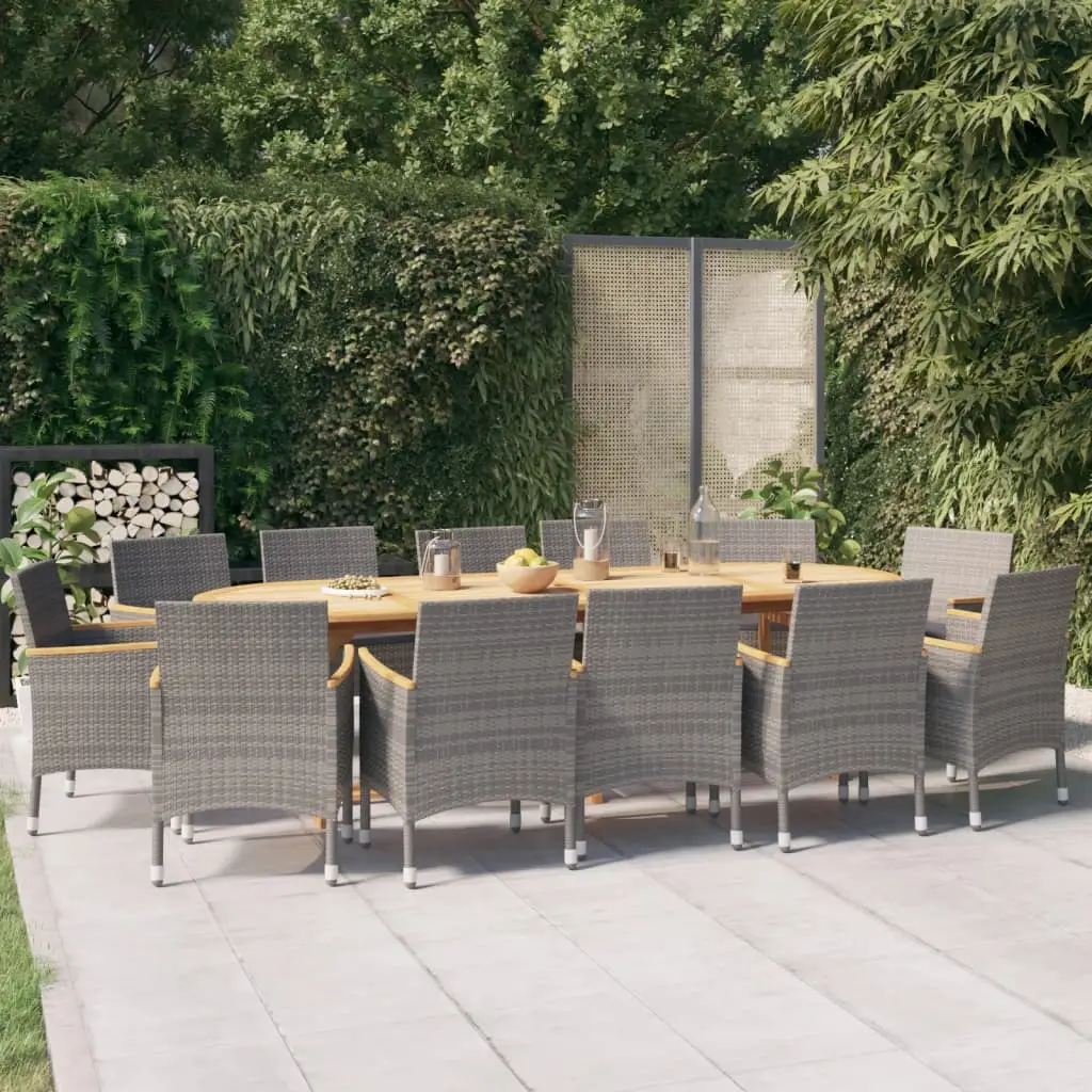 Ensemble à manger de jardin 13 pcs avec coussins Gris vidaXL 3103607