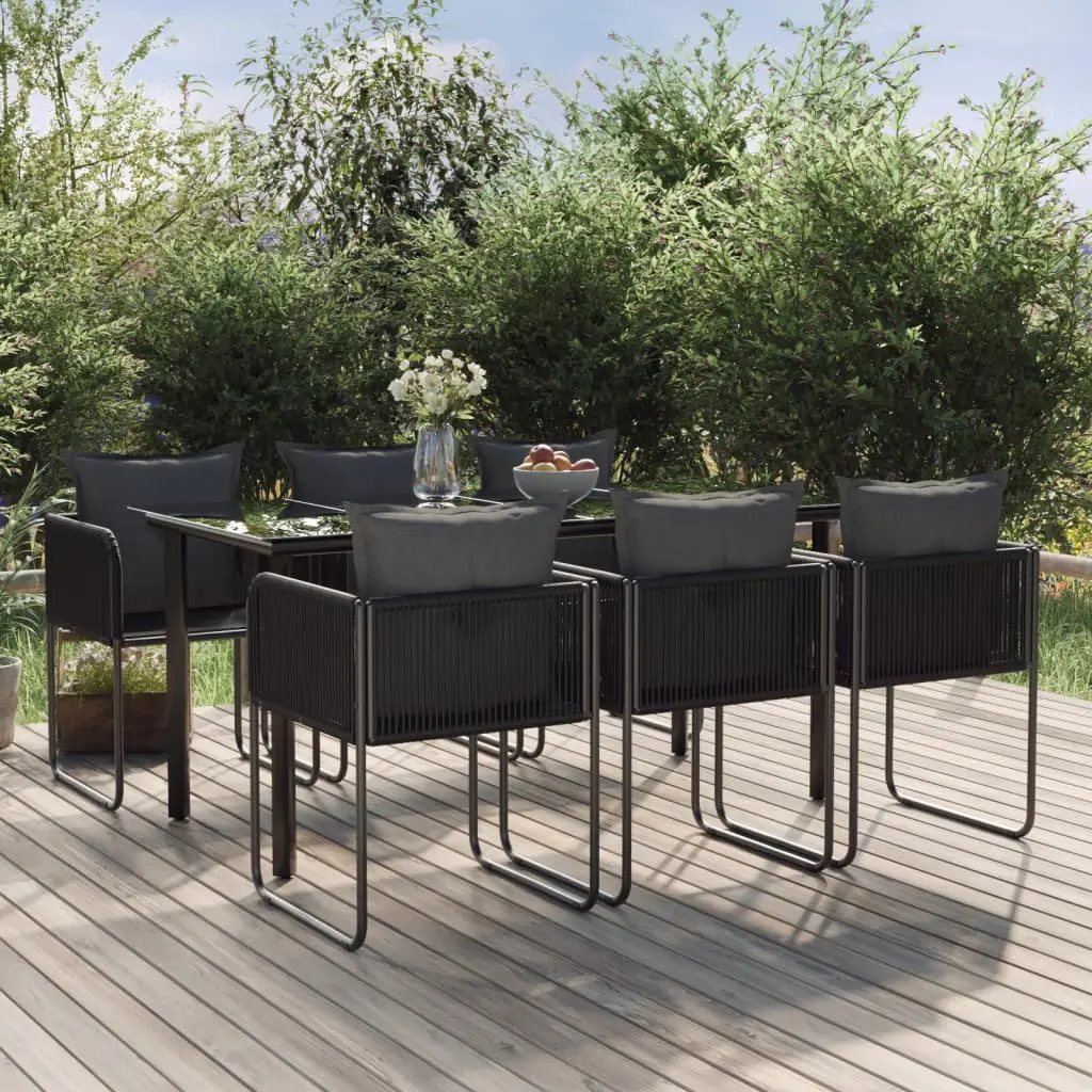 Ensemble à manger de jardin 7 pcs Noir vidaXL 3156497