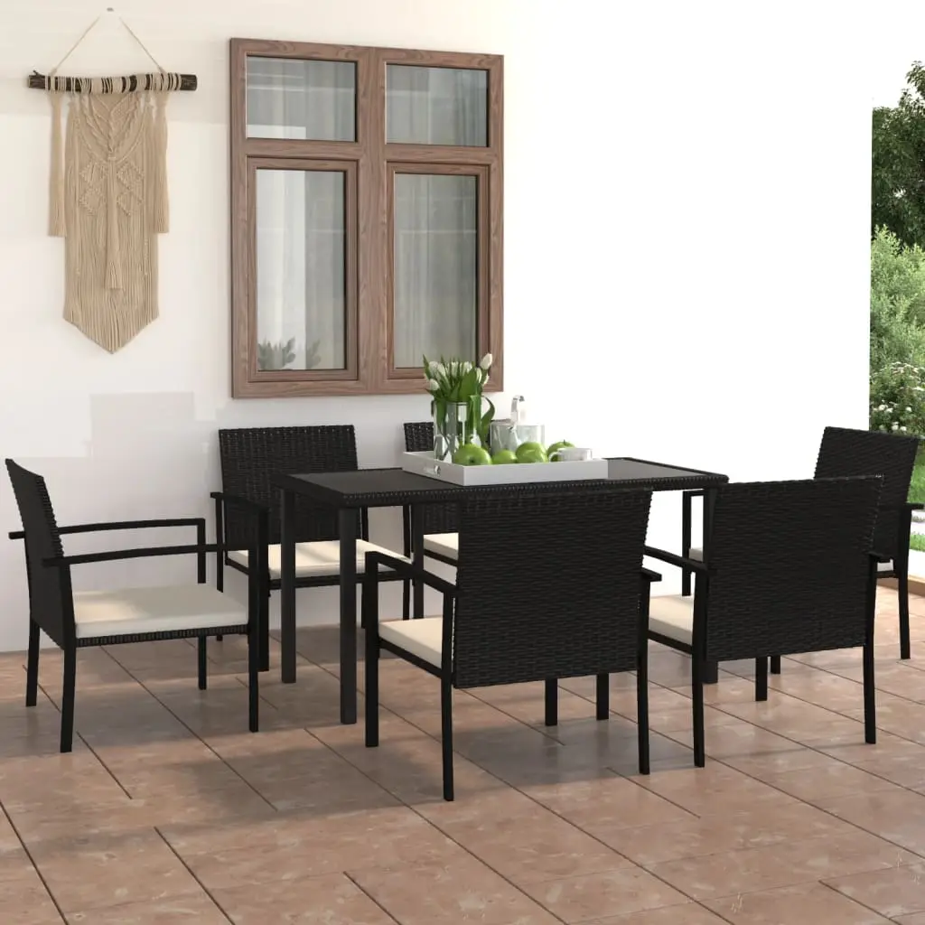 Ensemble à manger de jardin 7 pcs Résine tressée Noir vidaXL 3065708