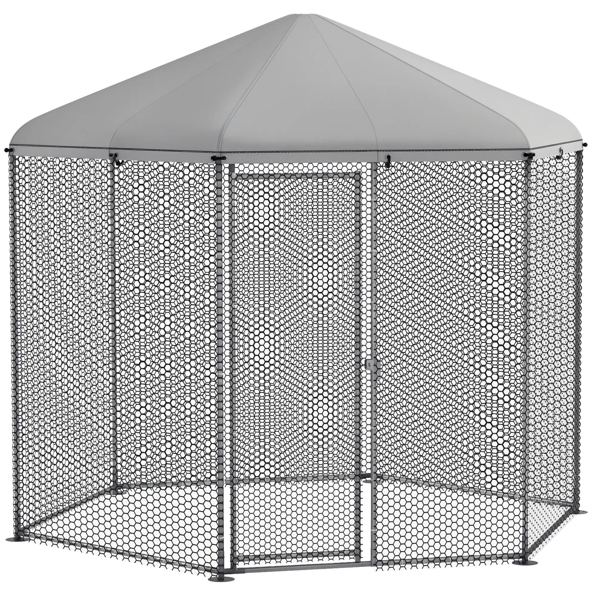 Enclos Poulailler Acier Galvanisé 6.86 m² – Parc Extérieur Grillagé avec Bâche – ComfortXL Outdoor Living