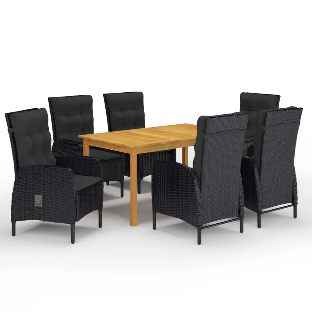 Ensemble à manger de jardin 7 pcs Noir vidaXL 3067776