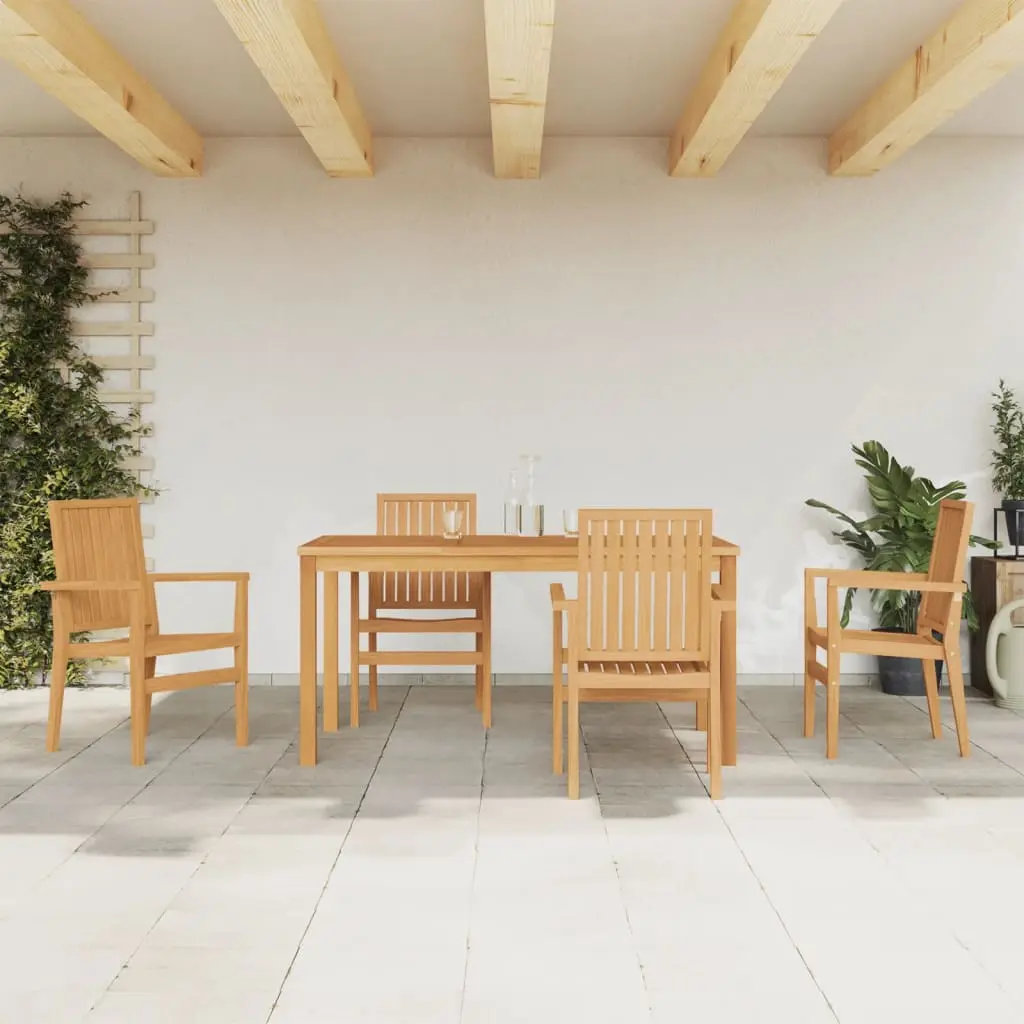 Ensemble à manger de jardin 5pcs Bois de teck massif vidaXL 3157915