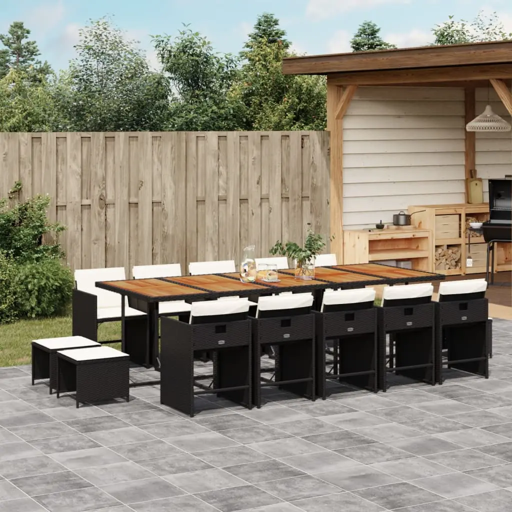 Ensemble à manger de jardin 15 pcs coussins noir résine tressée vidaXL 3211179