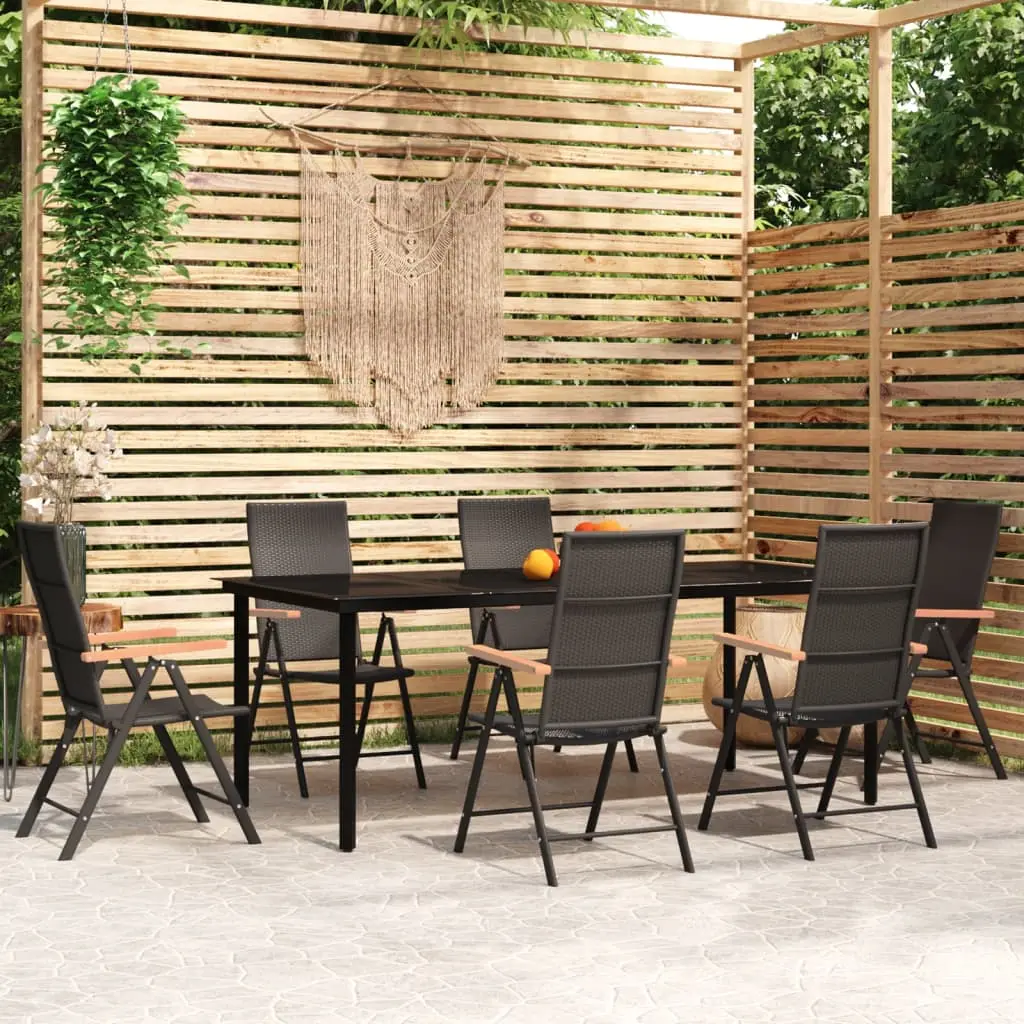 Ensemble à manger de jardin 7 pcs Noir vidaXL 3099117