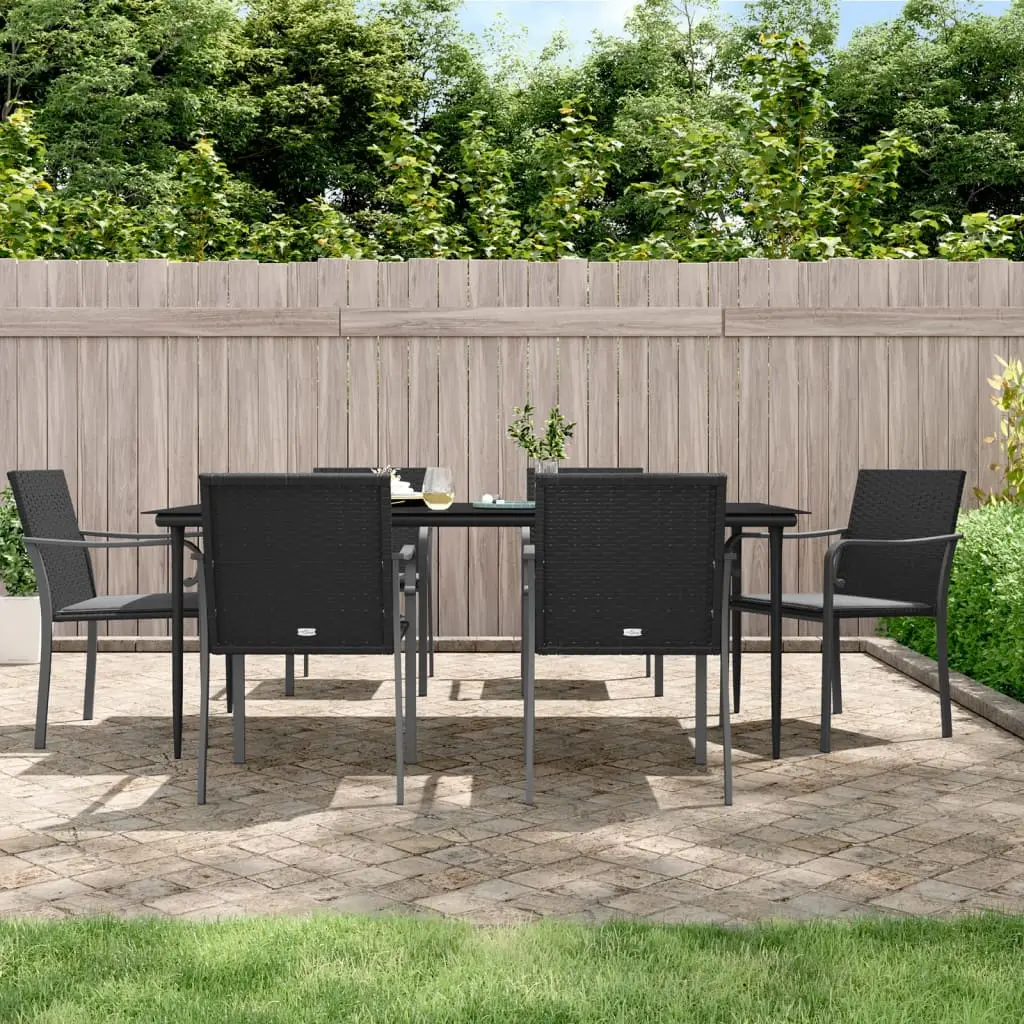 Ensemble à manger de jardin 7 pcs coussins résine tressée acier vidaXL 3186951